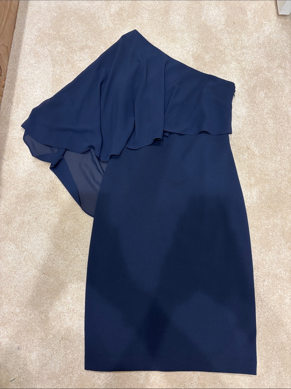 Vince Camuto Elegant One-Shoulder Navy Dress